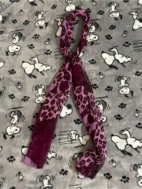Coach Signature Pink & Burgundy Animal Print Silk Chiffon Scarf